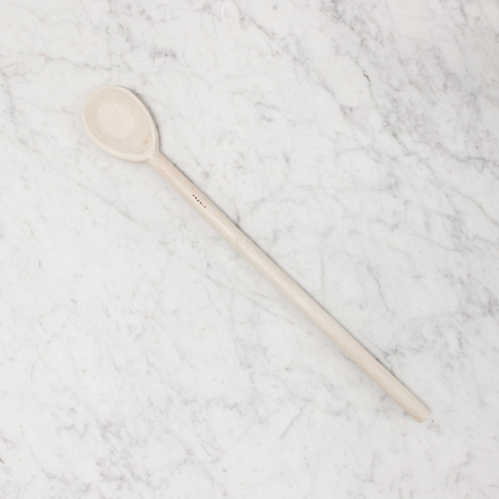 top view of french beechwood wooden stirring spoon