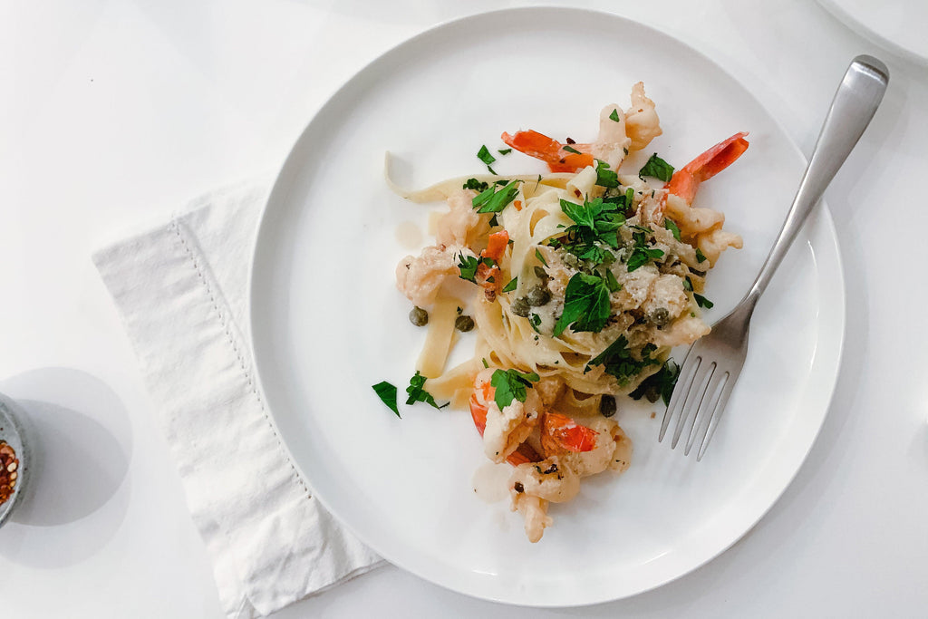 Lemon Pasta with Shrimp Scampi