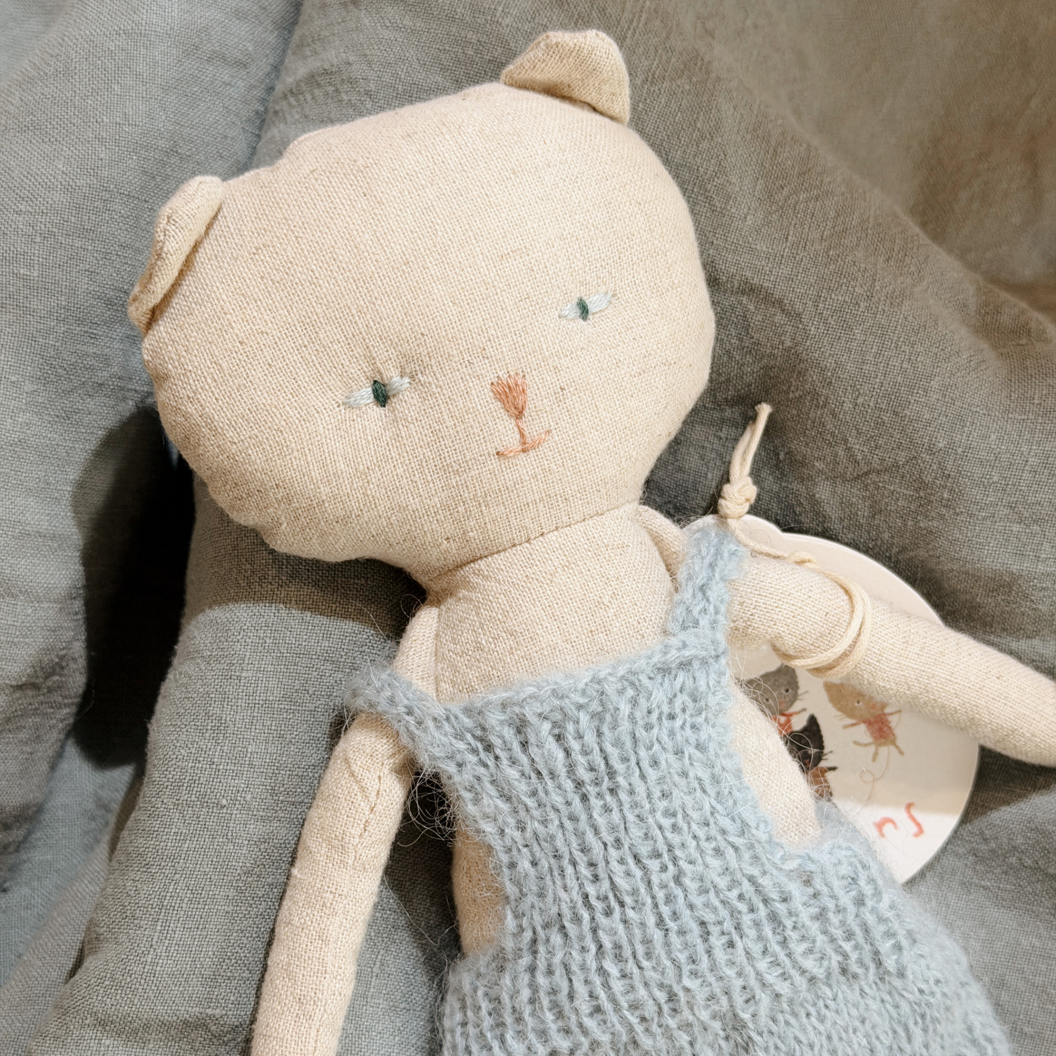 Maileg Chatons Kitten Blue Knit Overalls