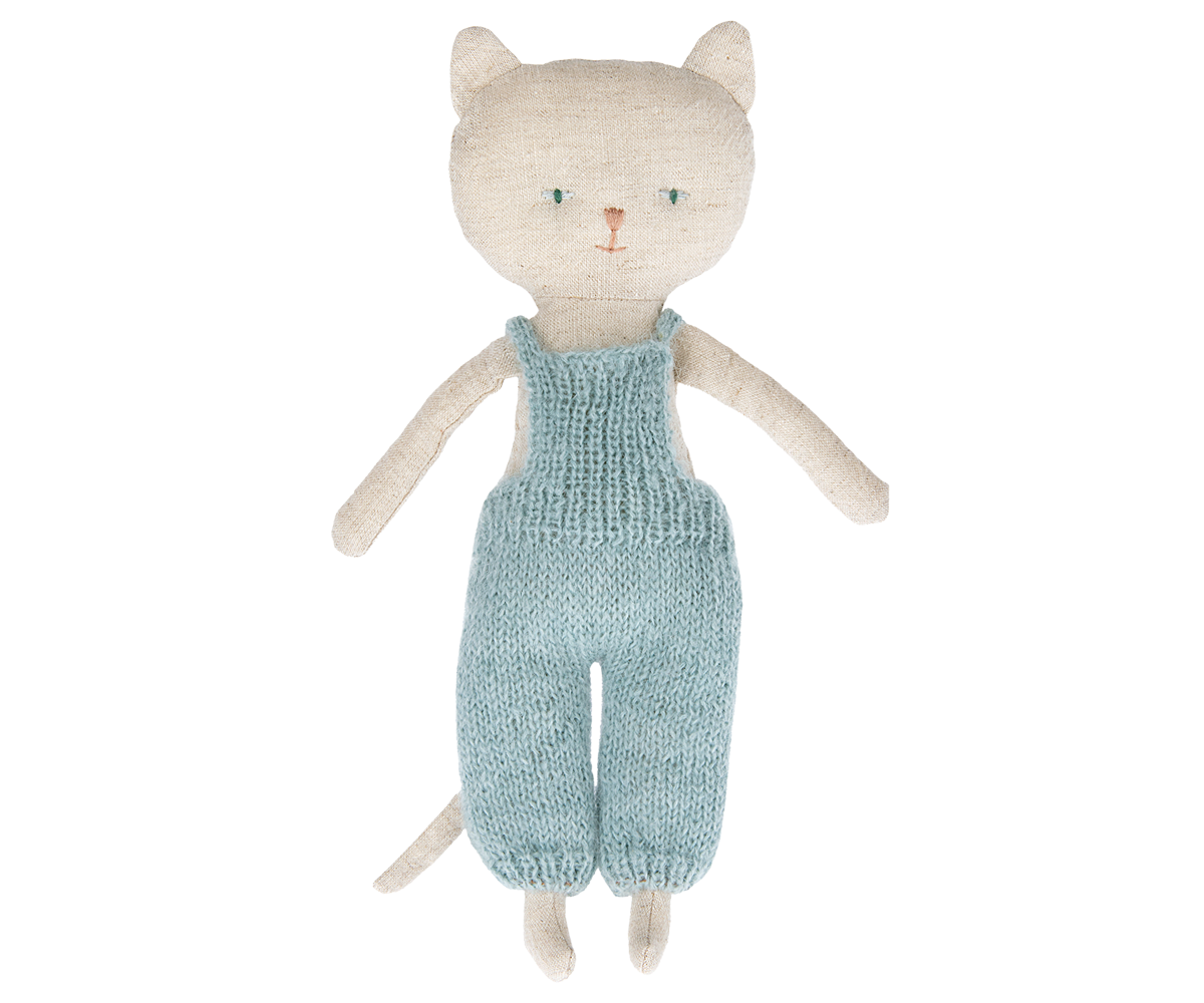 Maileg Chatons Kitten Blue Knit Overalls