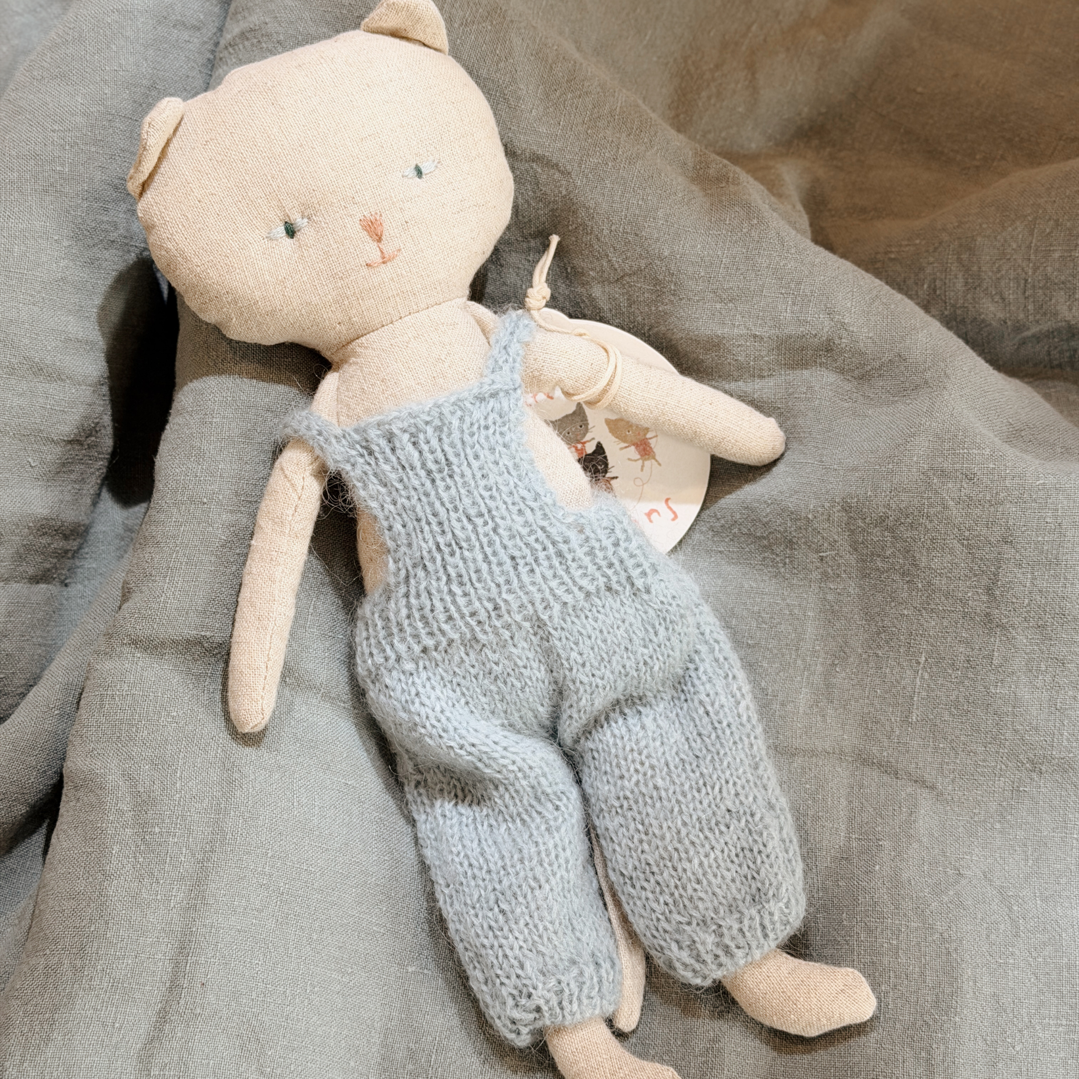 Maileg Chatons Kitten Blue Knit Overalls