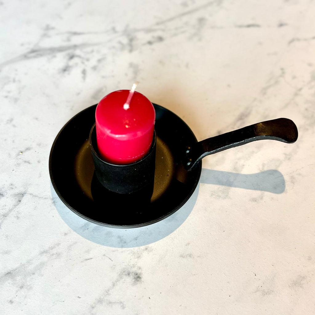 Iron Candle holder with red candle