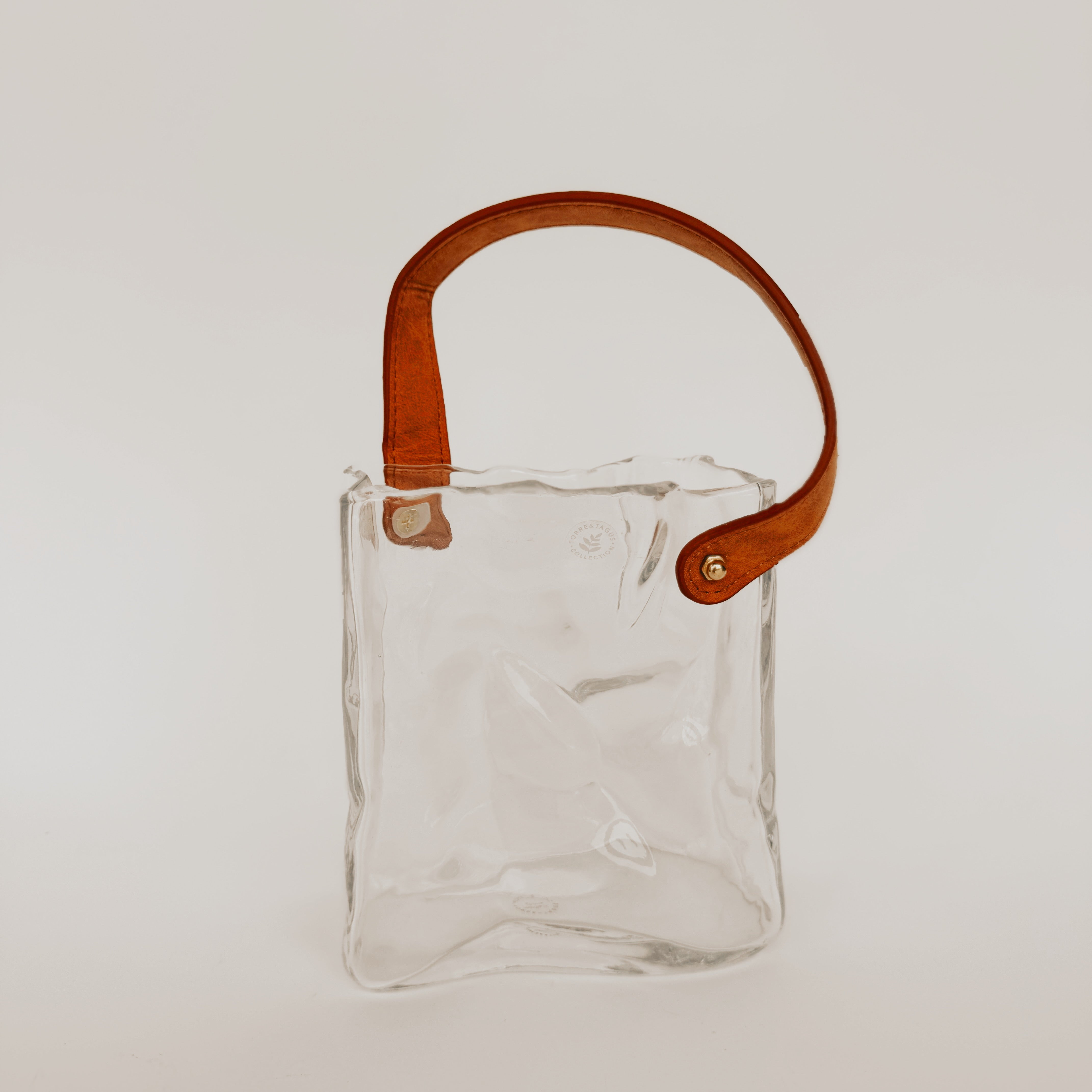 Glass Vase with Leather Handle