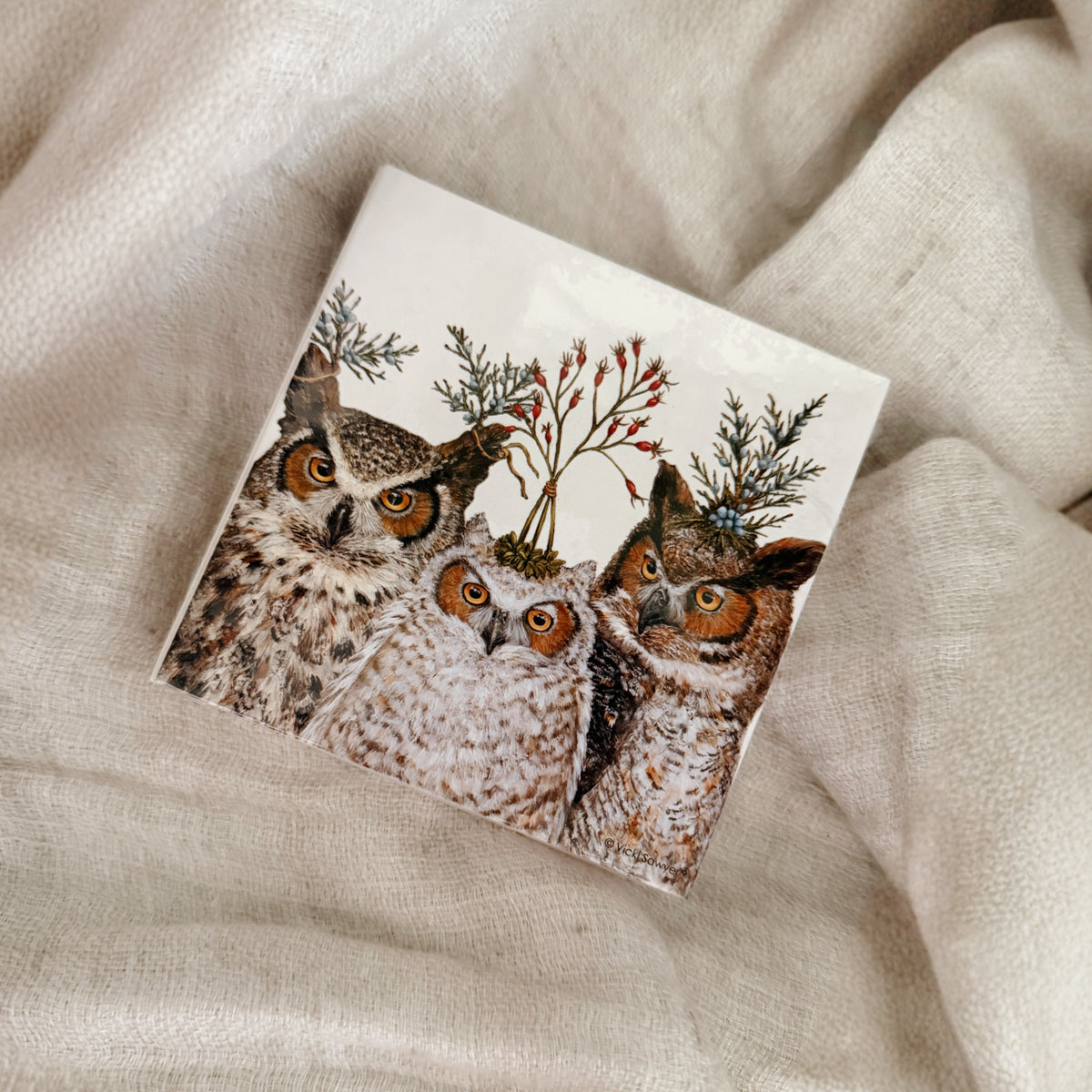 Match Square Box  "Holiday Hoot " Match Box
