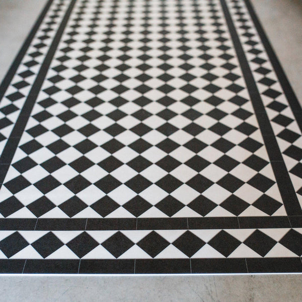 black and white checkered beaumont vinyl floormat