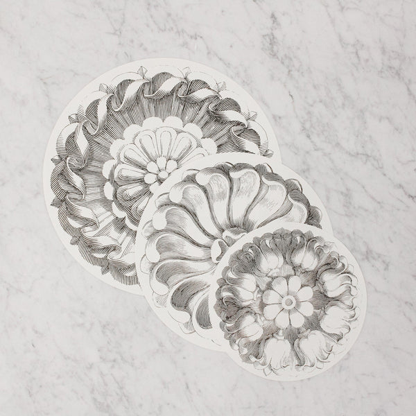 Hester & Cook - Serving Papers in black and white Rosette pattern