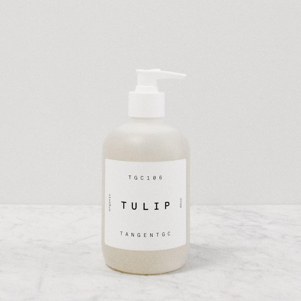 Tangent GC Tulip flower liquid hand soap in a pump bottle