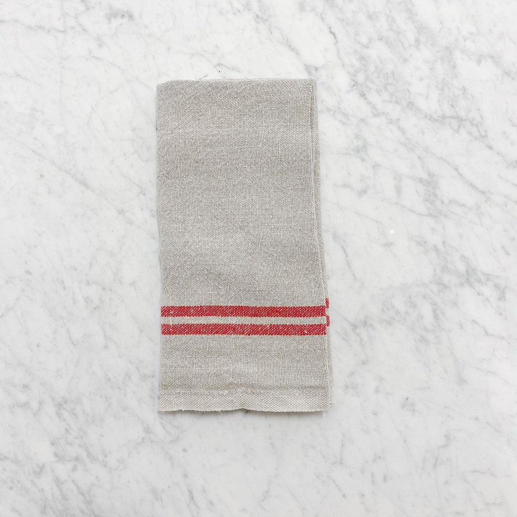 red stripe linen kitchen teatowel