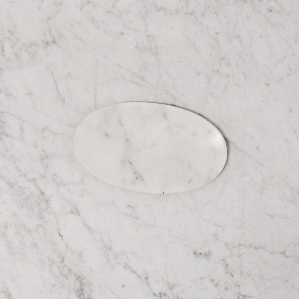 white marble oval soap dish