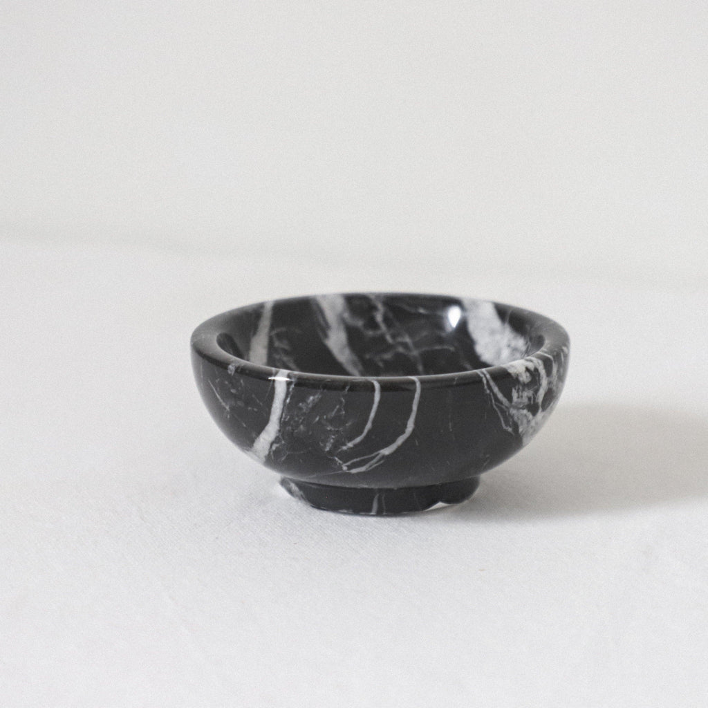 Marble Bowl -Black  with white veining - Grace & Company