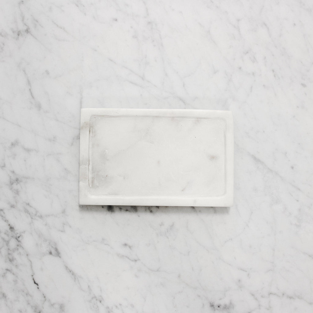 Lothantique Rectangular white Marble Soap Dish