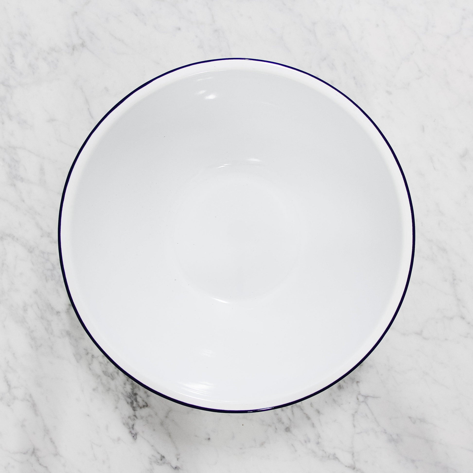 above view of white enamel mixing bowl by falcon enamelware