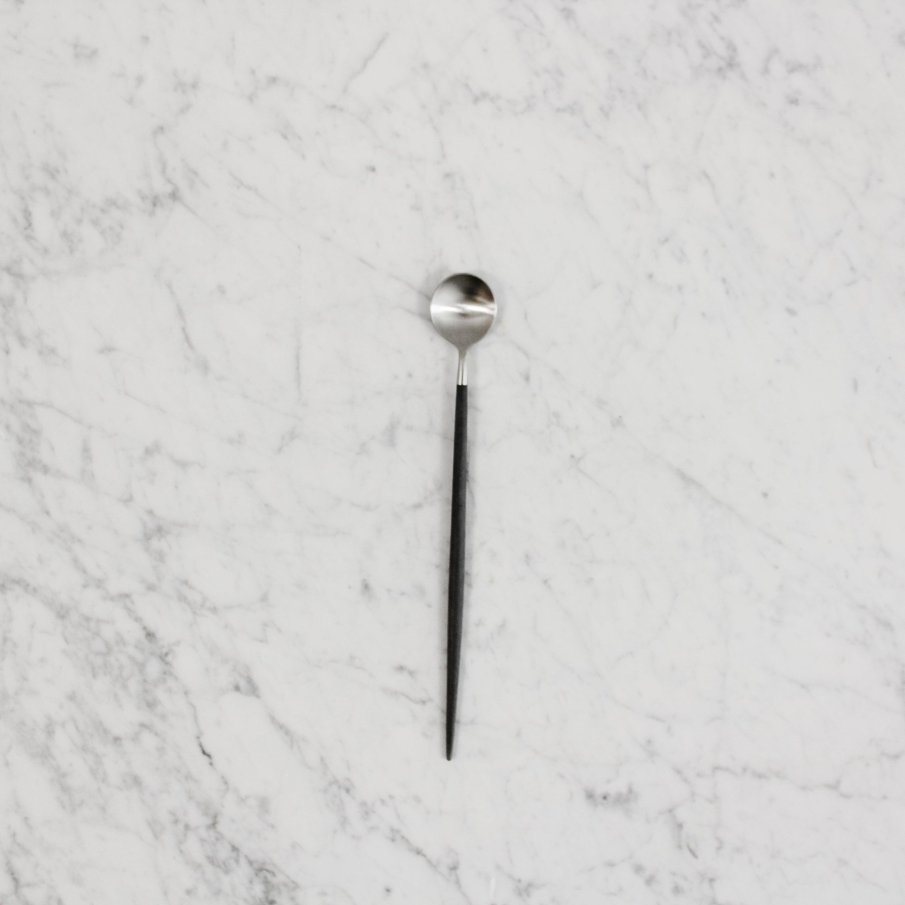 cutipol "goa" long dessert spoon with black handle