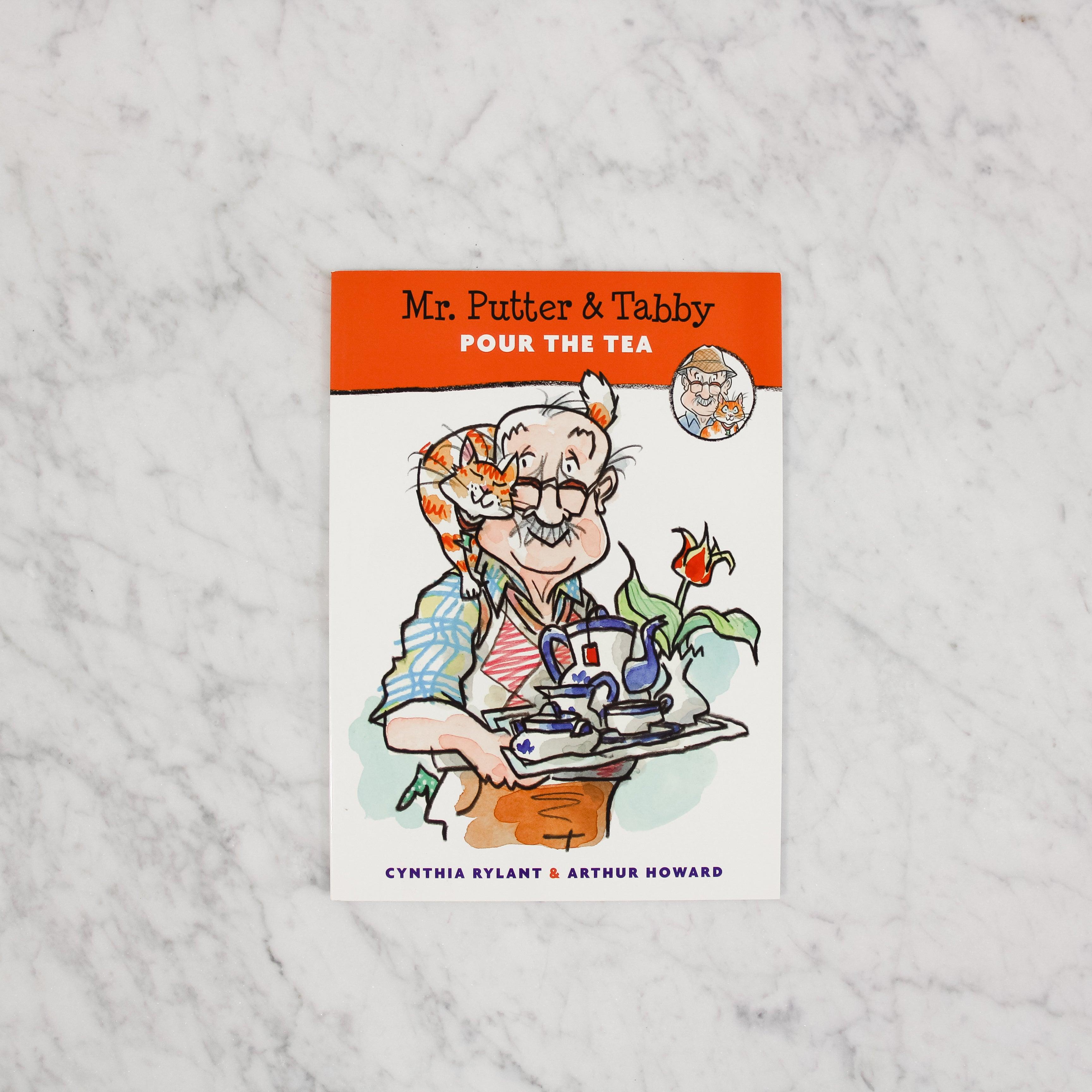 Children’s book “Mr. Putter & Tabby - Pour The Tea” by Grace & Company ltd features an older man and orange cat on the cover.